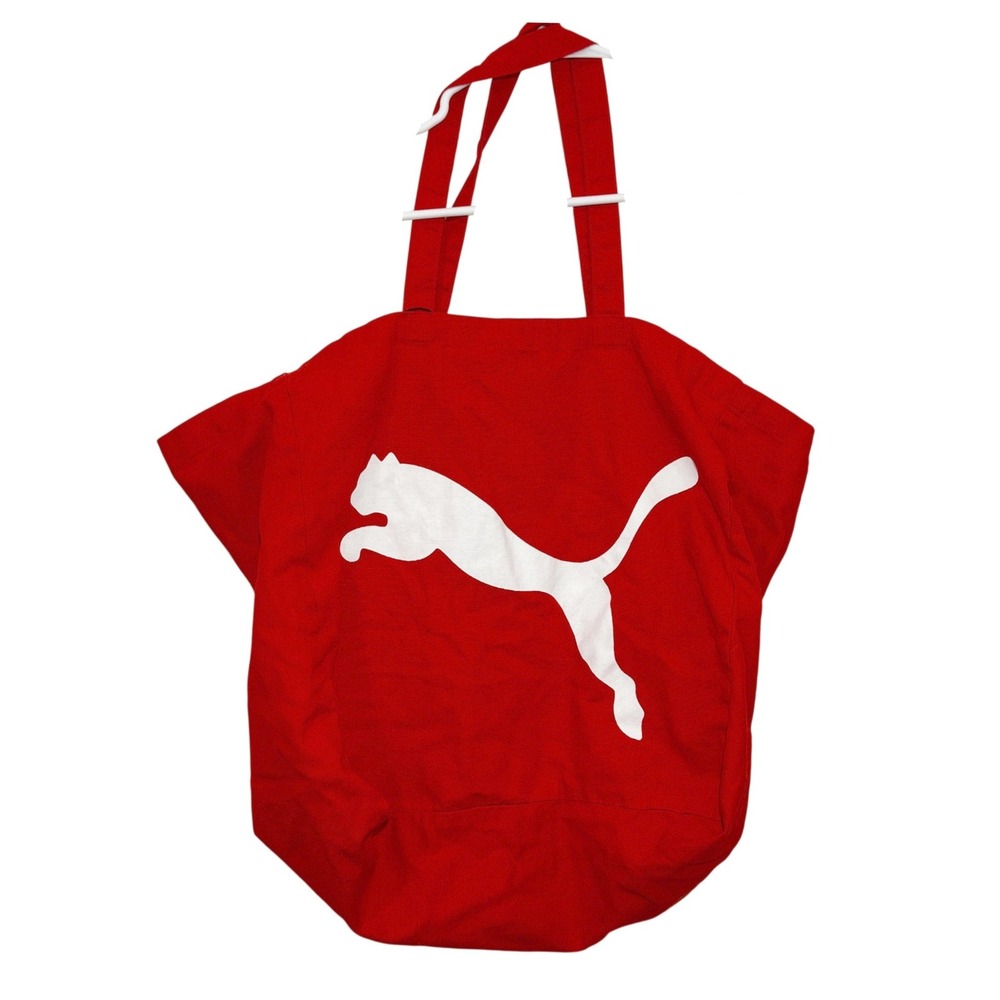 Puma Tote Bag Red Canvas Big Logo Unisex OS New Sporty Gym Beach Shopper UP1930